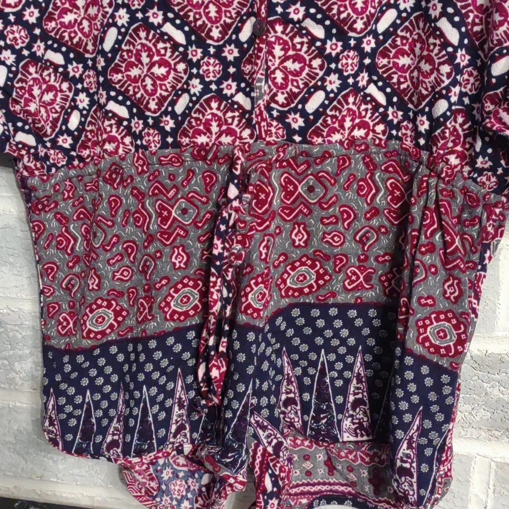 Olivaceous Women's Pink, Blue Tribal Patterned Romper Size Medium